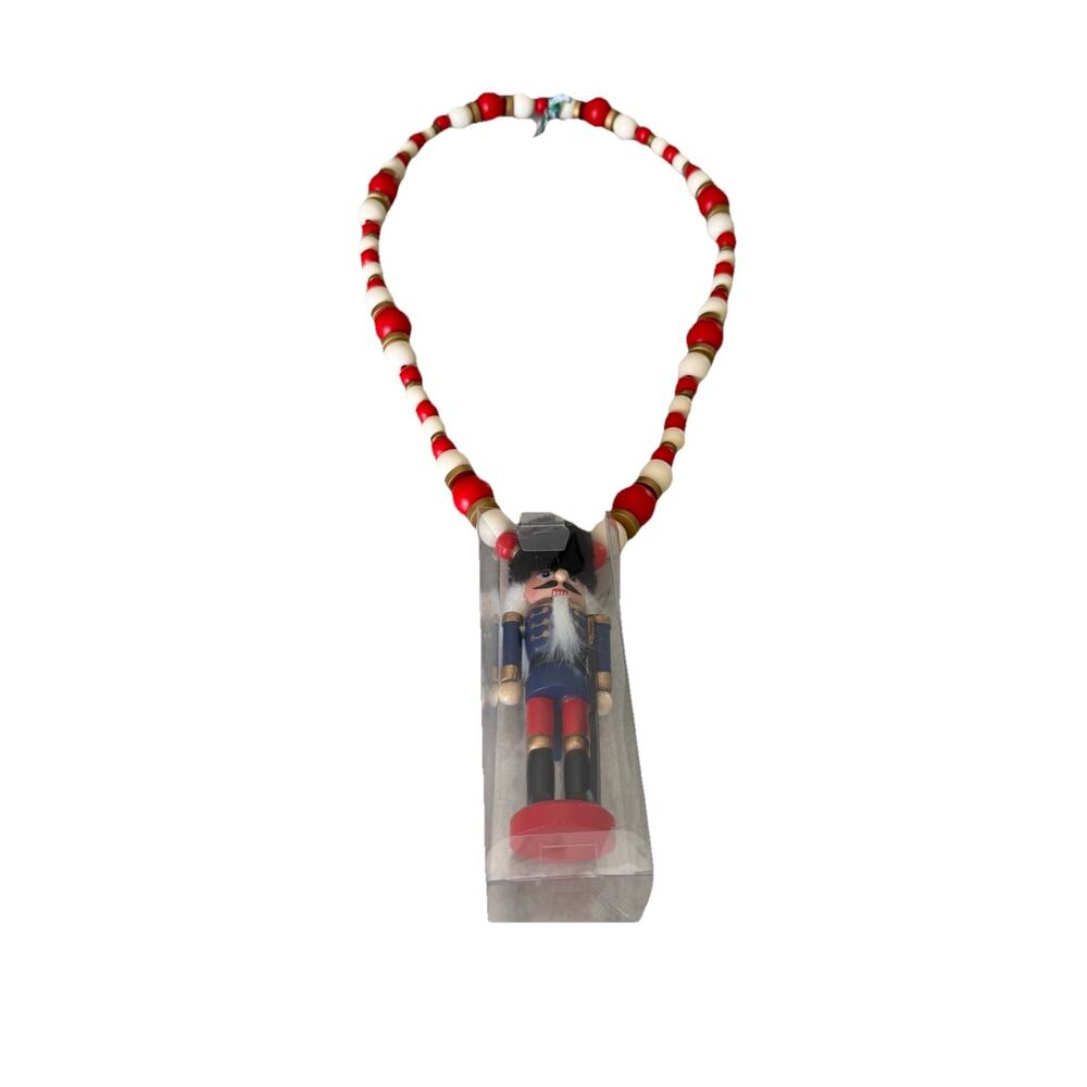 Simply Southern Wooden Beaded Nutcracker Christmas Holiday Necklace ~ NWT Blue
